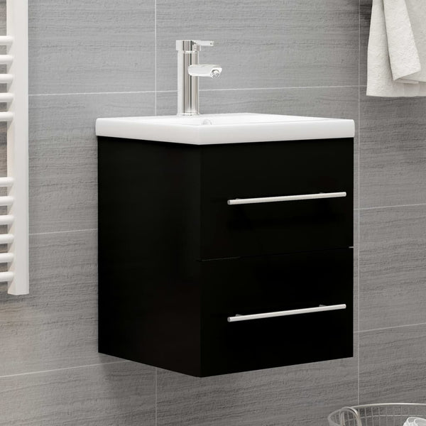 Armário de lavatório 41x38,5x48 cm derivados madeira preto