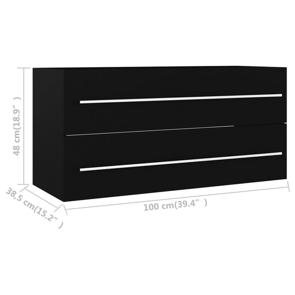 Armário lavatório 100x38,5x48 cm derivados de madeira preto