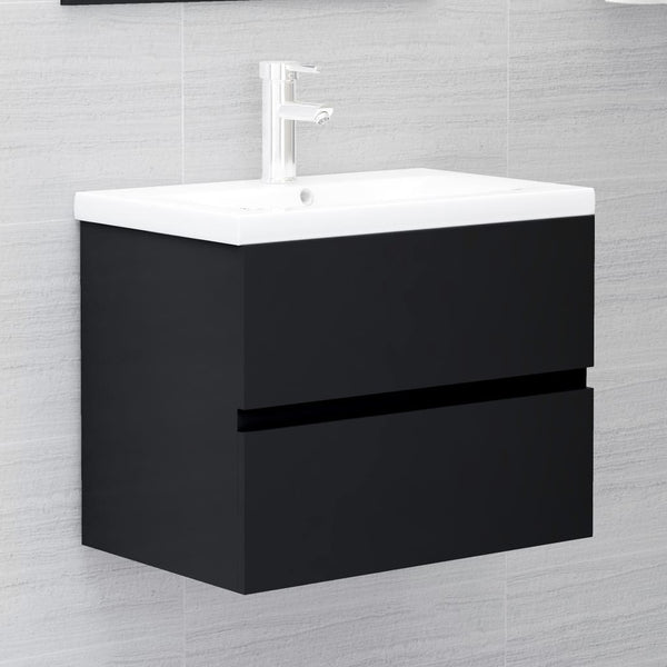 Armário de lavatório 60x38,5x45 cm derivados de madeira preto