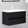 Armário de lavatório derivados de madeira preto
