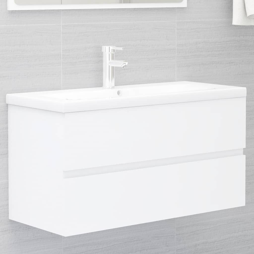 Armário de lavatório 90x38,5x45 cm derivados de madeira branco