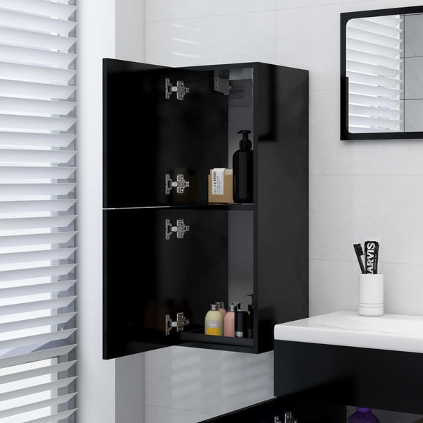 Armário de casa de banho 30x30x80 cm derivados de madeira preto