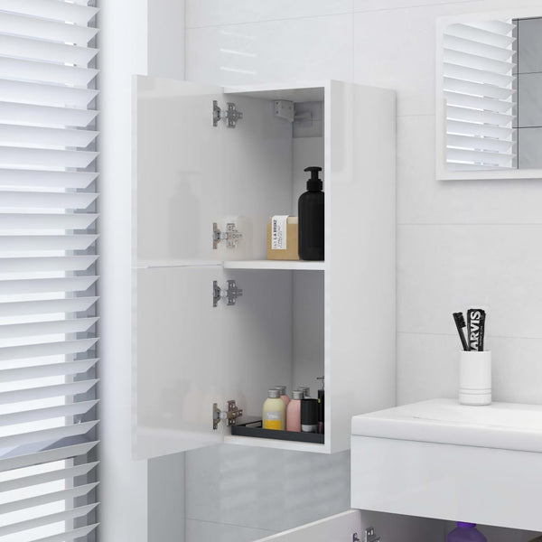 Armário casa de banho 30x30x80cm contraplacado branco brilhante