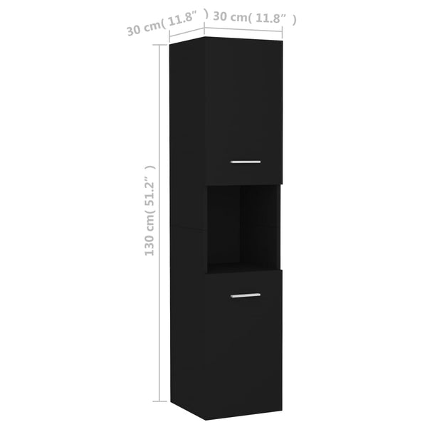Armário de casa de banho 30x30x130 cm contraplacado preto