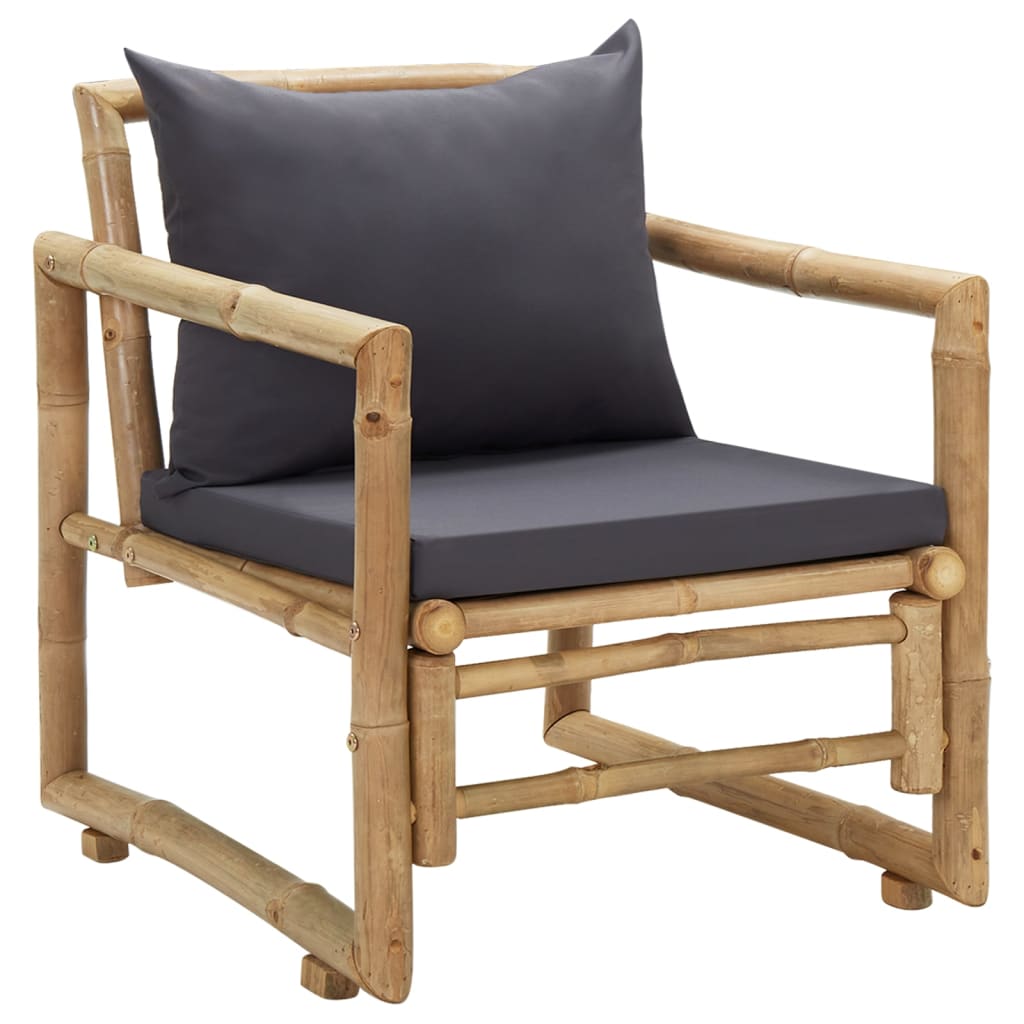 Cadeiras de jardim c/ almofadões 2 pcs bambu