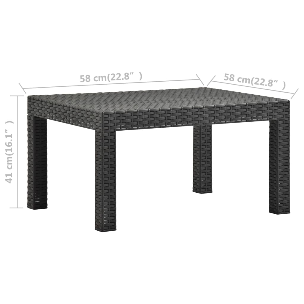 Mesa de jardim 58x58x41 cm vime PP antracite