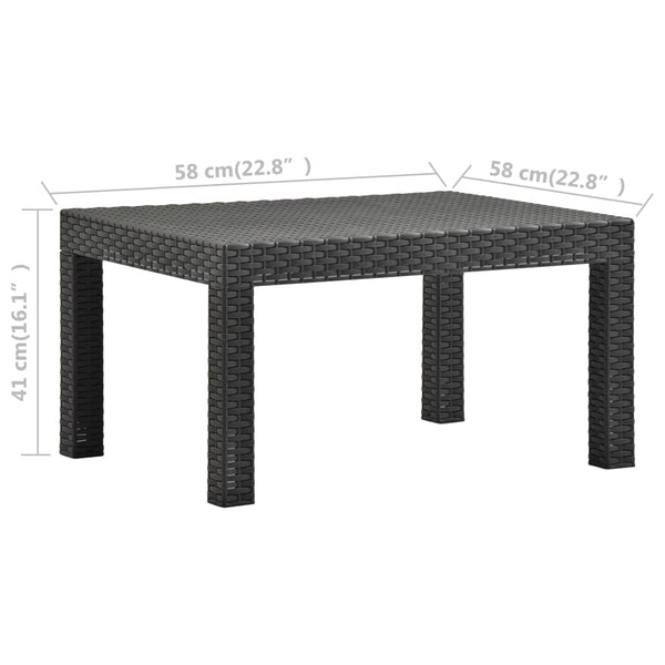 Mesa de jardim 58x58x41 cm vime PP antracite