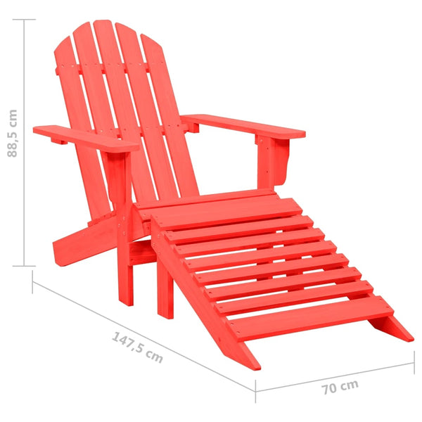 Cadeira de jardim Adirondack c/ otomano abeto maciço vermelho