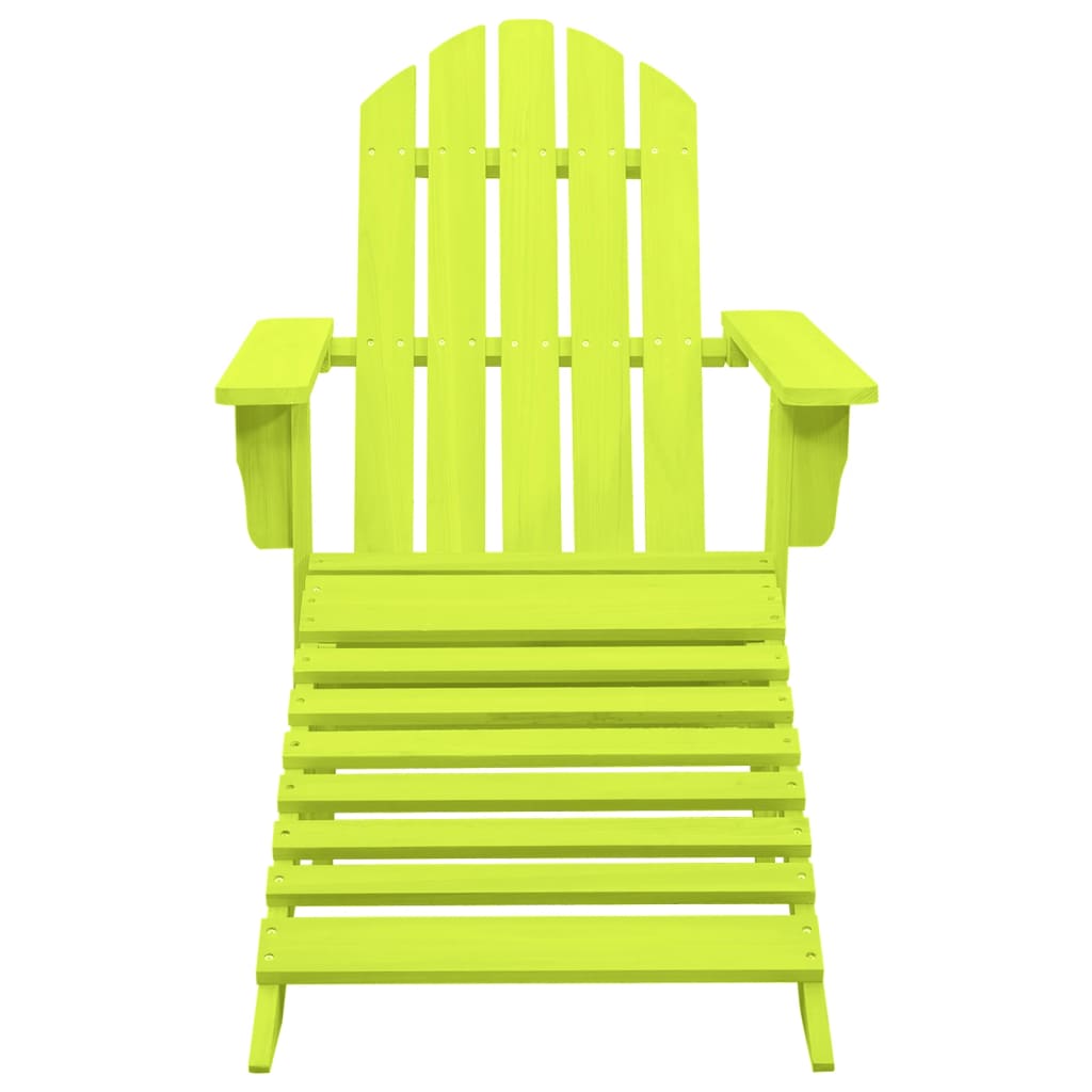 Cadeira Adirondack para jardim com otomano abeto maciço verde