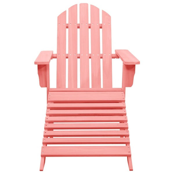 Cadeira Adirondack para jardim com otomano abeto maciço rosa
