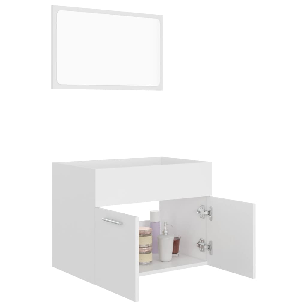 2 pcs conjunto móveis casa de banho derivados de madeira branco