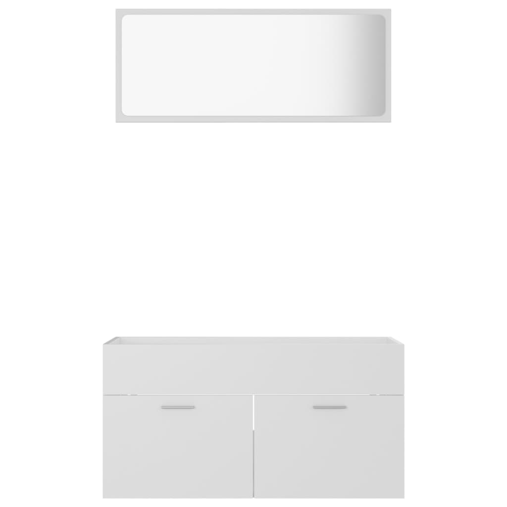 2 pcs conjunto de móveis de casa de banho contraplacado branco