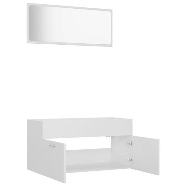 2 pcs conjunto de móveis de casa de banho contraplacado branco