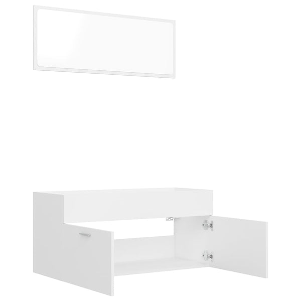 2 pcs conjunto de móveis de casa de banho contraplacado branco