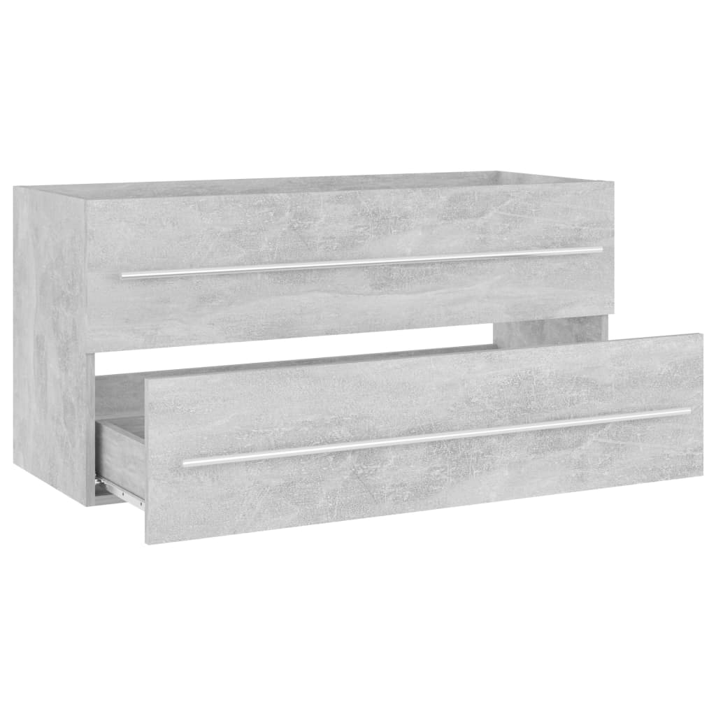 2 pcs conj. móveis casa banho derivados madeira cinza cimento