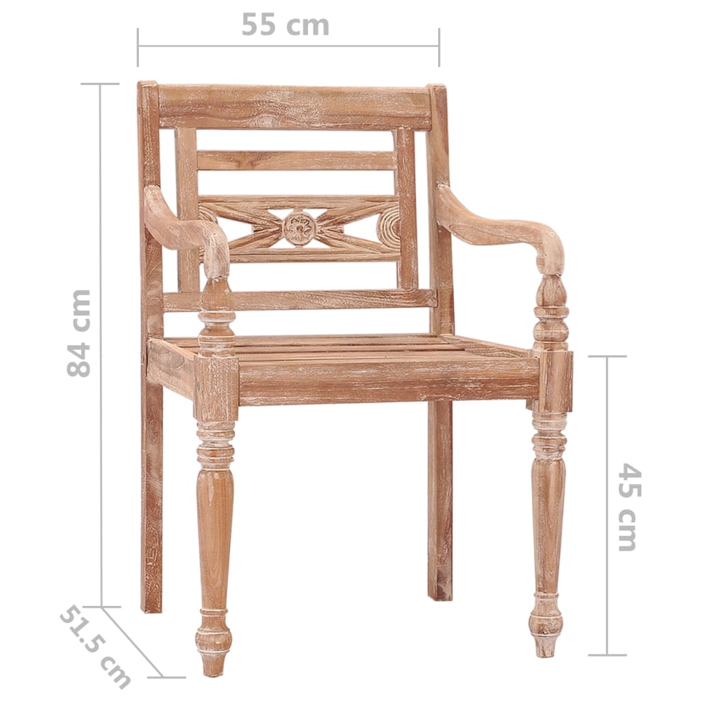 Cadeiras Batávia 2 pcs madeira de teca maciça branco lavado