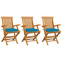 Cadeiras de jardim c/ almofadões azul-claro 3 pcs teca maciça