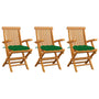 Cadeiras de jardim c/ almofadões verdes 3 pcs teca maciça
