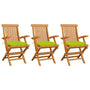 Cadeiras jardim c/ almofadões verde brilhante 3 pcs teca maciça