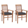 Cadeiras de jantar c/ almofadões antracite 2 pcs teca maciça
