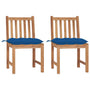 Cadeiras de jardim c/ almofadões 2 pcs madeira de teca maciça