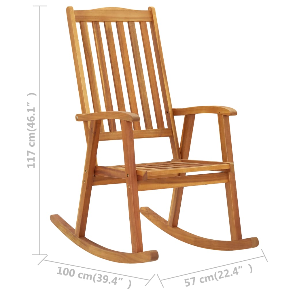 Cadeira de baloiço com almofadões madeira de acácia maciça