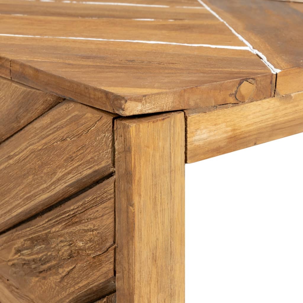 Mesa de centro Erosion madeira teca maciça 110x35x38 cm