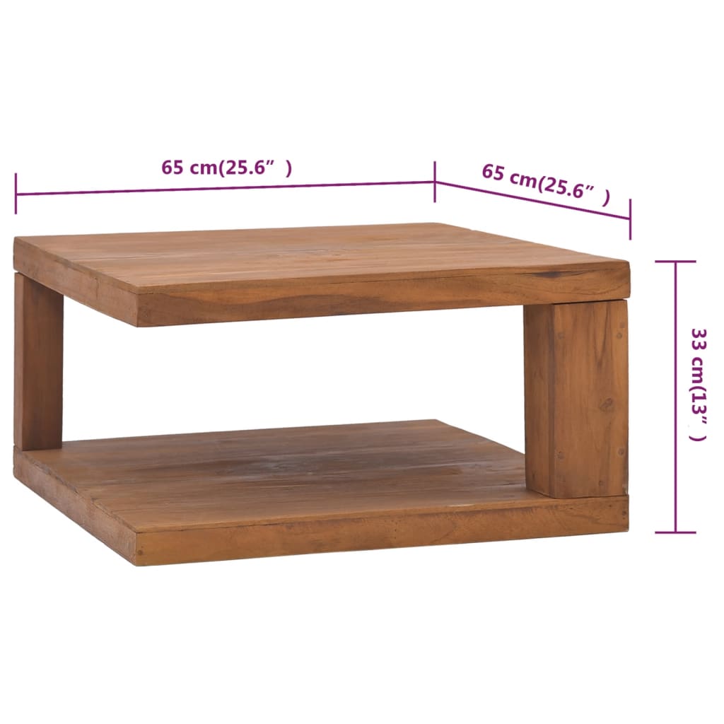 Mesa de centro 65x65x33 cm madeira de teca maciça