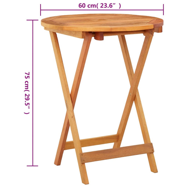 Mesa de jardim dobrável Ø60x75 cm madeira eucalipto maciça