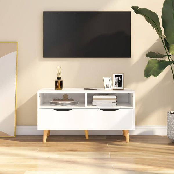Móvel de TV 90x40x48,5 cm derivados de madeira branco brilhante