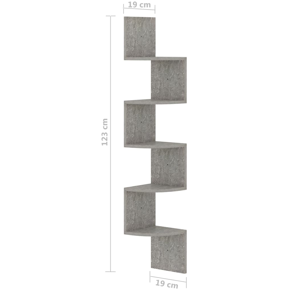 Estante de canto p/ parede derivados de madeira cinza cimento