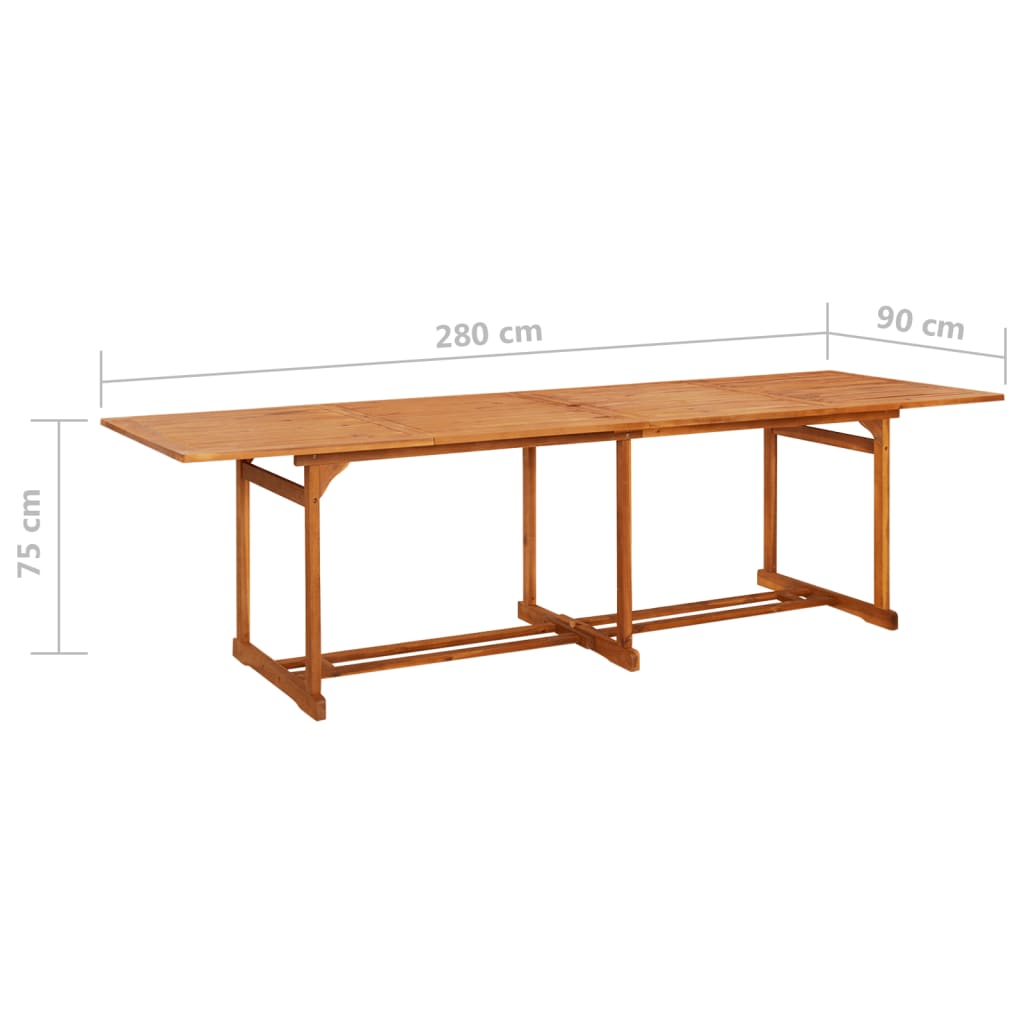Mesa de jantar p/ jardim 280x90x75 cm madeira de acácia maciça