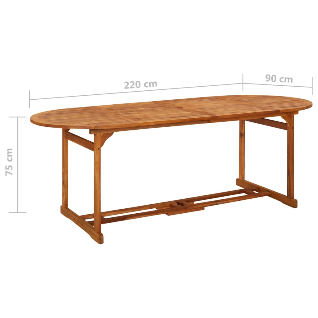 Mesa de jantar p/ jardim 220x90x75 cm madeira de acácia maciça