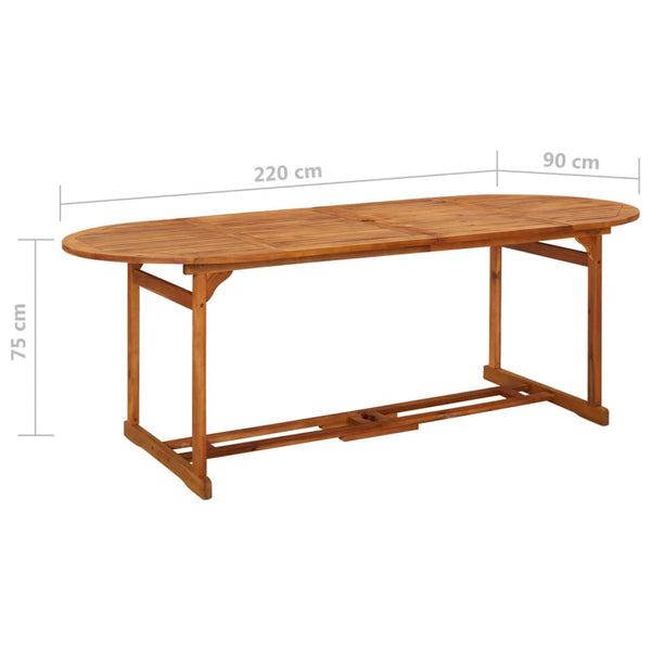 Mesa de jantar p/ jardim 220x90x75 cm madeira de acácia maciça