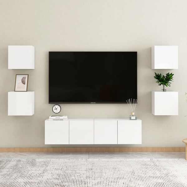 Móvel de TV de parede 2 pcs 30,5x30x30 cm branco brilhante