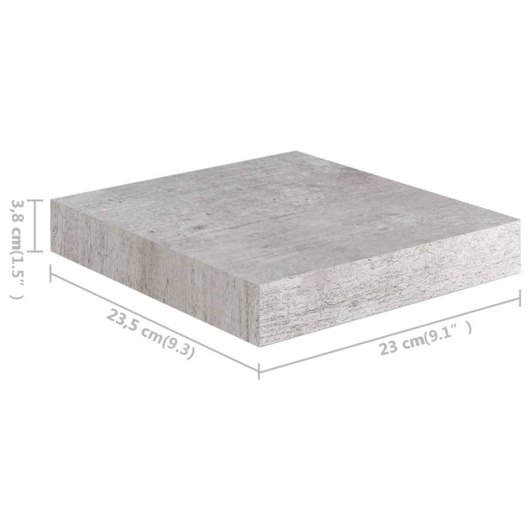 Prateleiras de parede 2 pcs 23x23,5x3,8cm MDF cinzento-cimento
