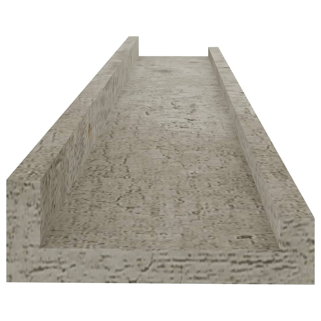 Prateleiras de parede 2 pcs 60x9x3 cm cinzento cimento