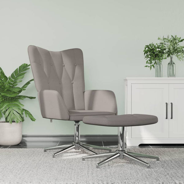 Cadeira de descanso com banco tecido cinzento-acastanhado