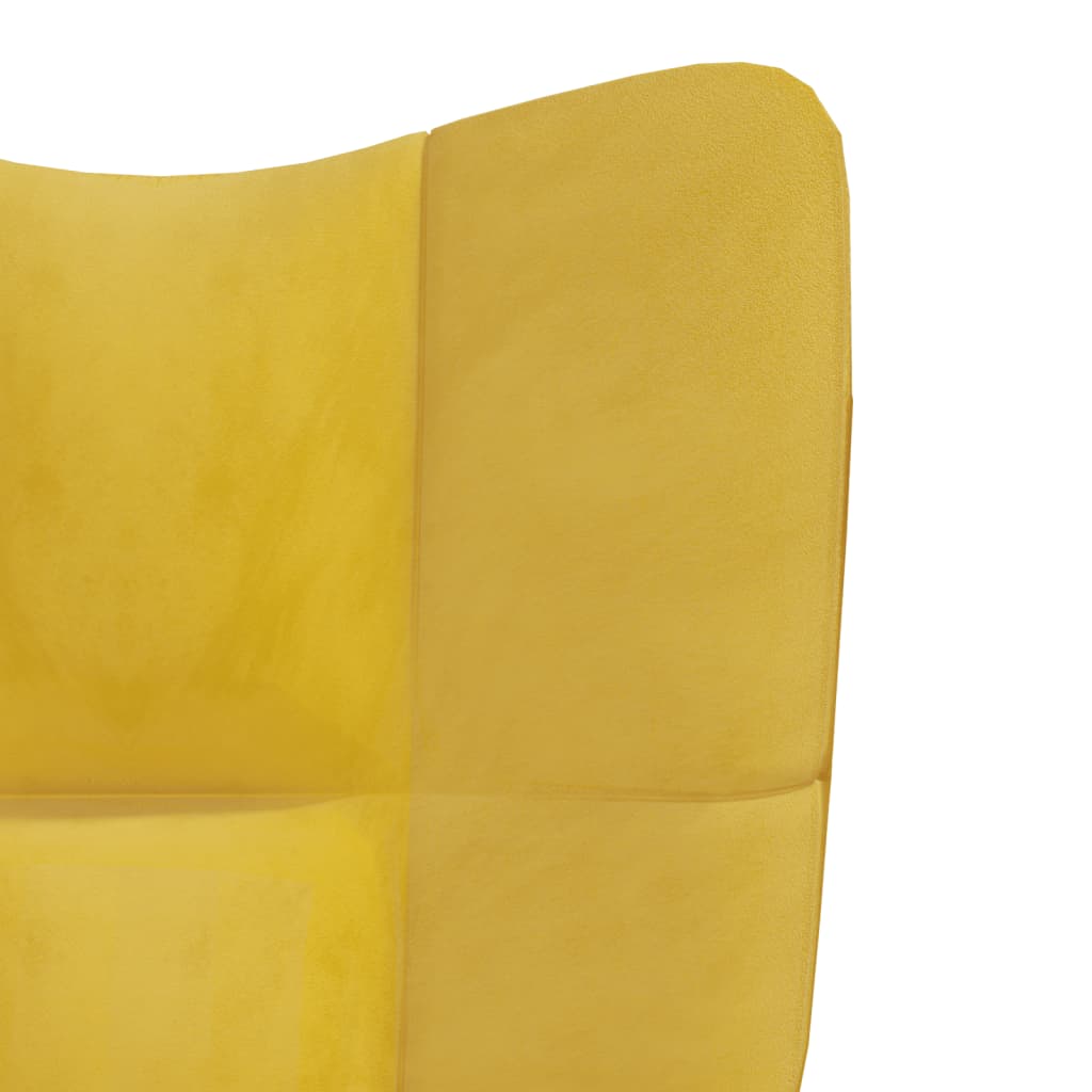 Cadeira de descanso com banco veludo amarelo mostarda