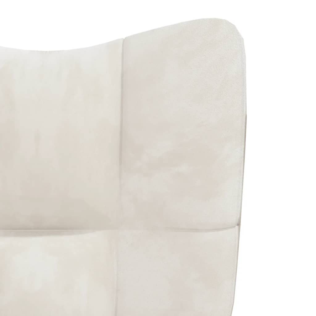 Cadeira de descanso com banco veludo branco nata