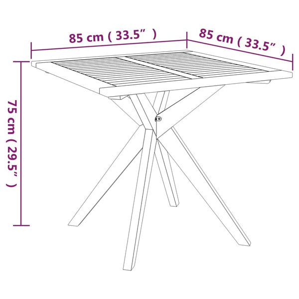 Mesa de jardim 85x85x75 cm madeira de acácia maciça