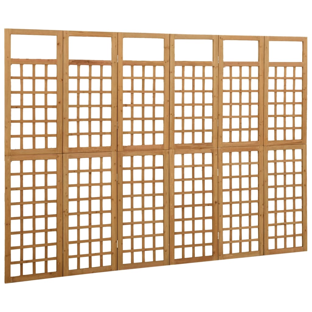 Biombo/treliça 6 painéis madeira de abeto maciça 242,5x180 cm