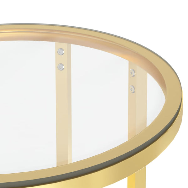 Mesa de apoio dourada e vidro temperado transparente 45 cm