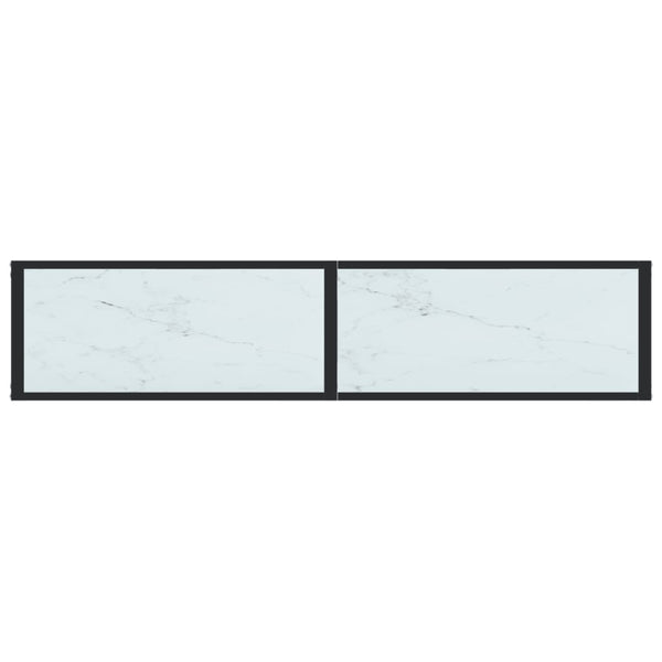 Mesa consola mármore branco 160x35x75,5 cm vidro temperado