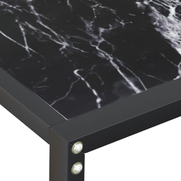 Mesa consola mármore preto 160x35x75,5 cm vidro temperado