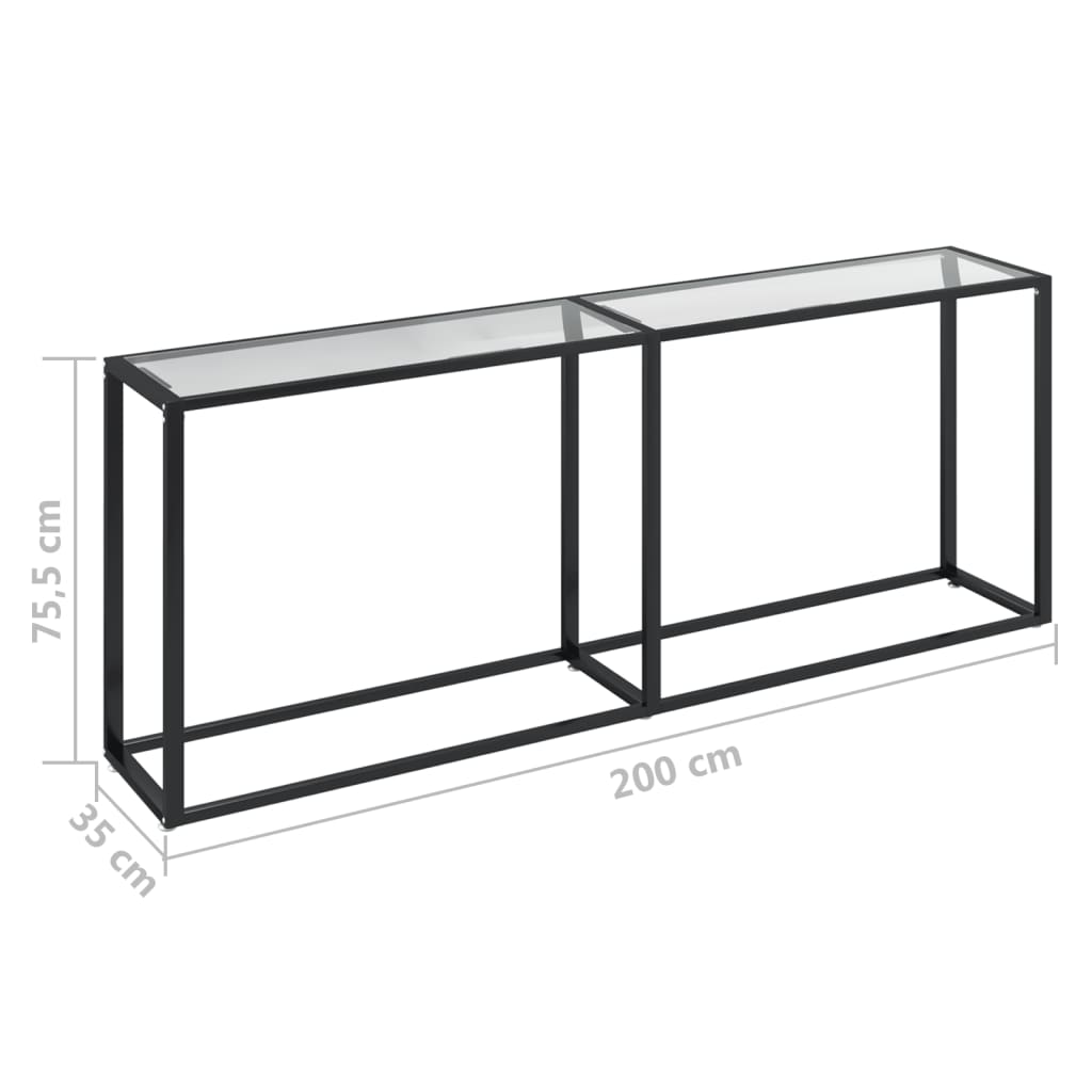 Mesa consola 200x35x75,5 cm vidro temperado transparente