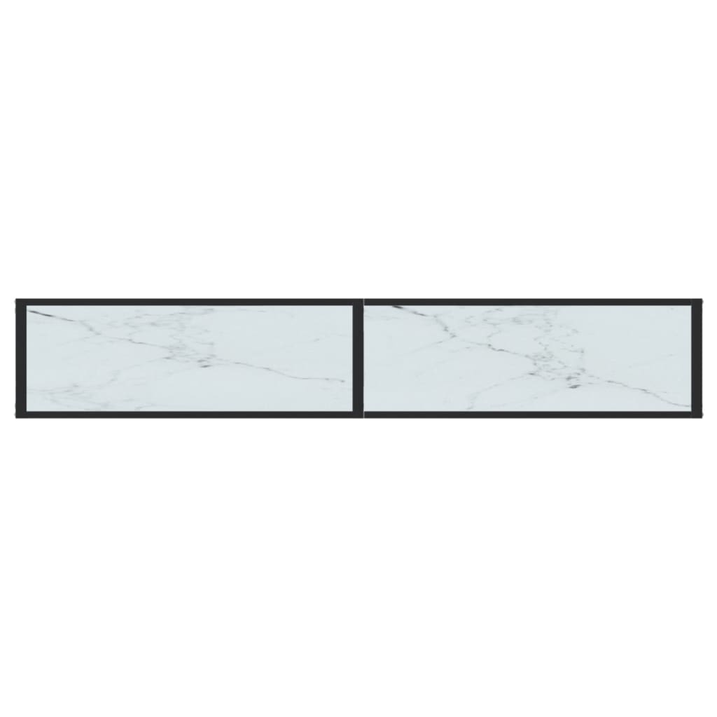 Mesa consola mármore branco 200x35x75,5 cm vidro temperado