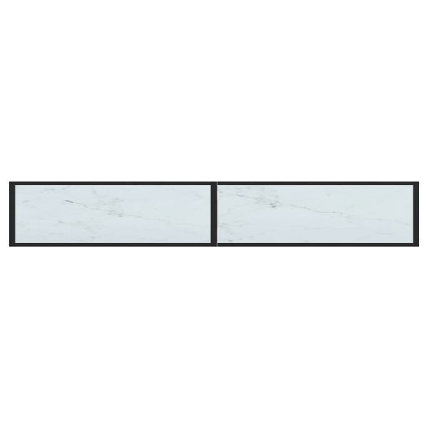 Mesa consola mármore branco 220x35x75,5 cm vidro temperado