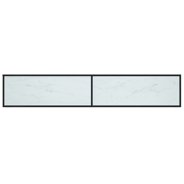 Móvel de TV 220x40x40,5 cm vidro temperado mármore branco