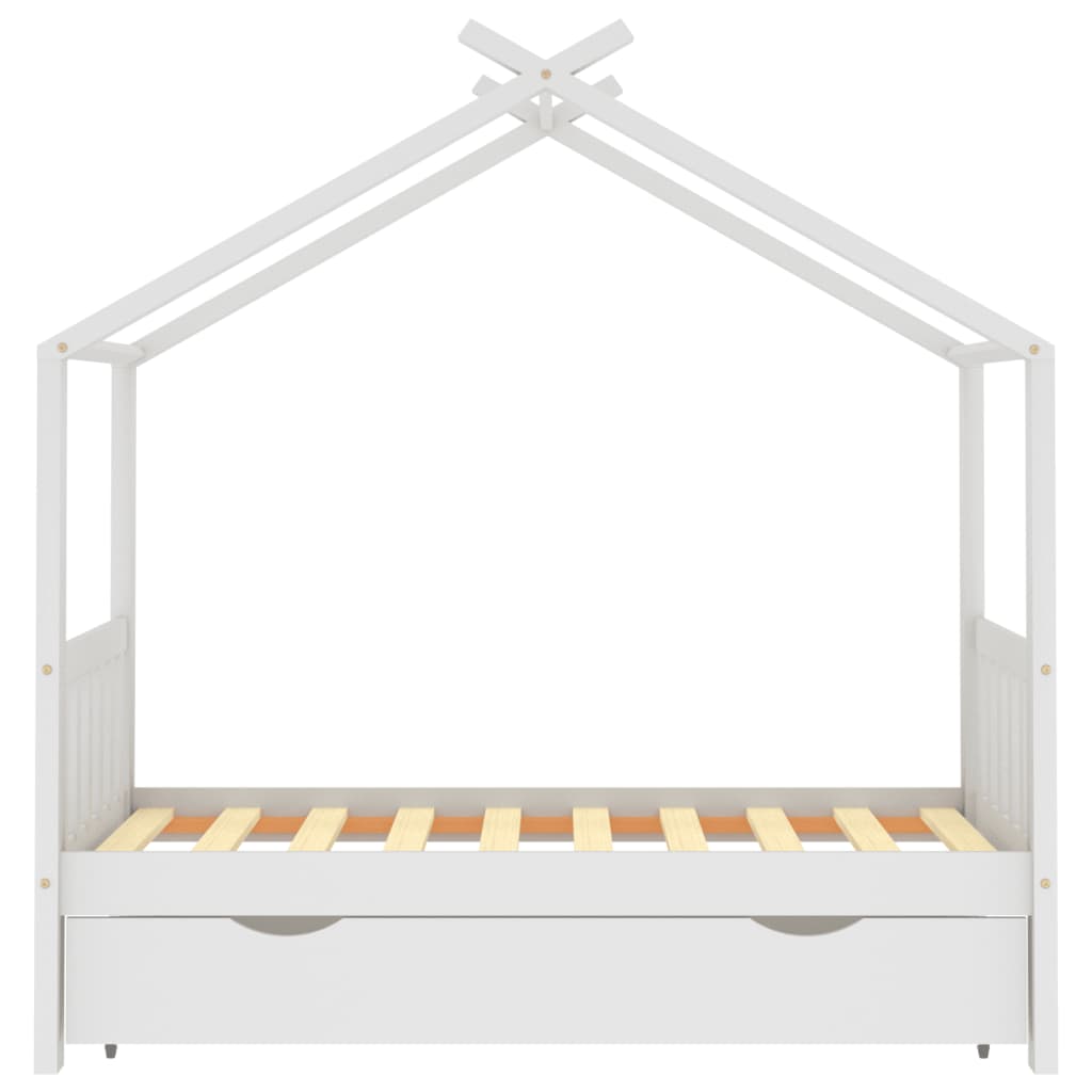 Estrutura cama criança c/ gaveta 80x160 cm pinho maciço branco